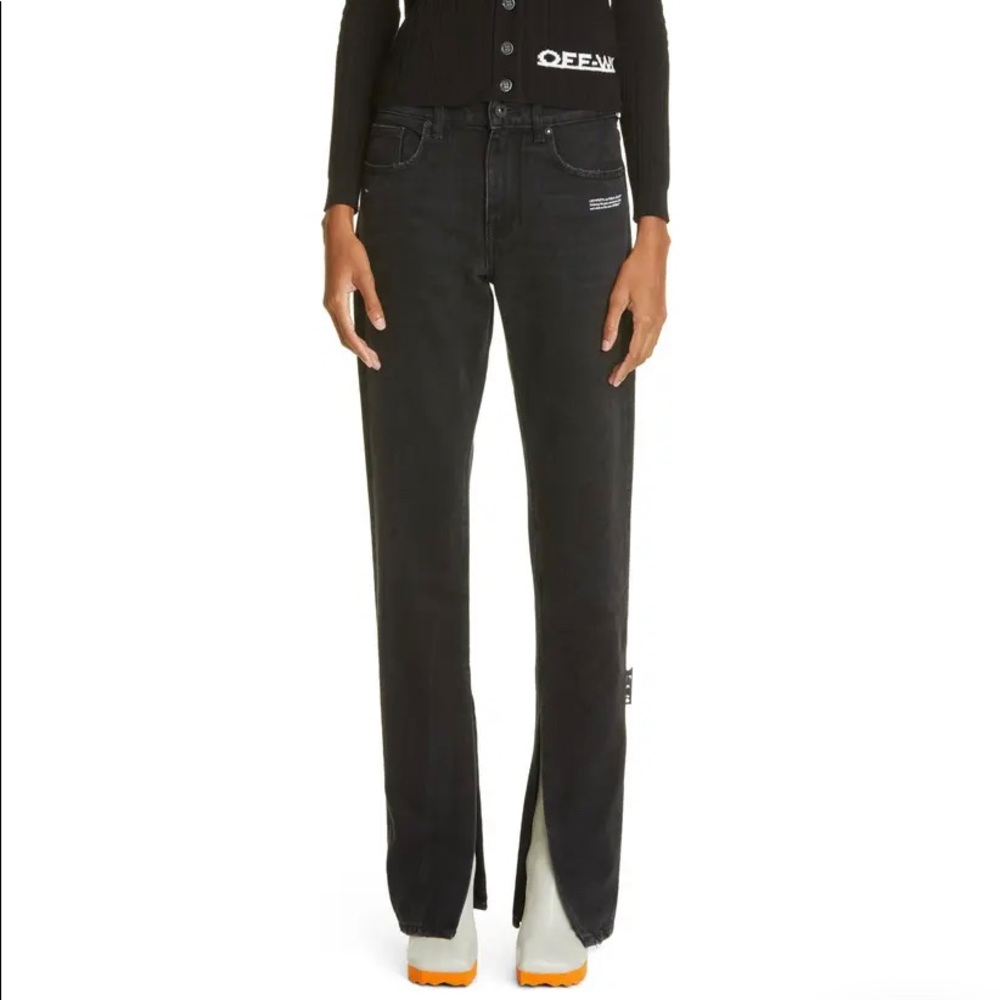 Off-White Women Split Leg Slim-Fit Jeans